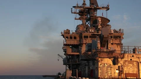 Live-fire exercise aboard U.S. Navy amphibious assault ship USS Iwo Jima (LHD 7) Stock Footage 300854360