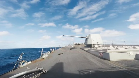 Live Fire Exercise is conducted on USS Forrest Sherman (DDG-98) - 2015 Stock Footage 99631693