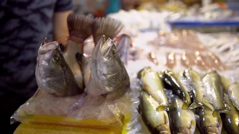 Live fish tied head to tail at Kaohsiung traditional market Stock Footage 311816813