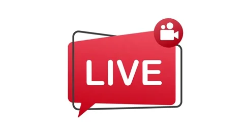Live flat logo, red design element with play button. Motion graphics. Stock Footage 156614575