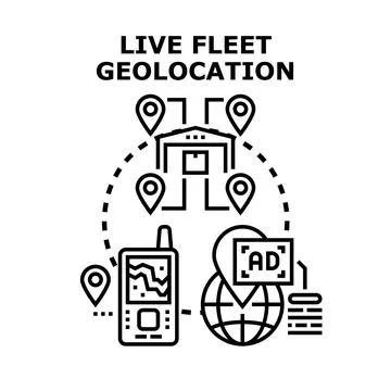 Live fleet geolocation tracking and logistics operations concept Stock Illustration