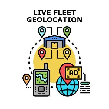 Live fleet geolocation tracking and logistics operations concept Stock Illustration