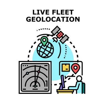 Live fleet geolocation tracking delivery logistics concept Stock Illustration
