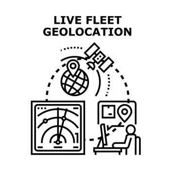 Live fleet geolocation tracking delivery logistics concept Stock Illustration