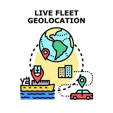 Live fleet geolocation tracking global transportation logistics Stock Illustration