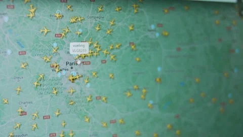Live Flight Tracker Map on computer screen. Location of passenger and cargo Stock Footage 272626572