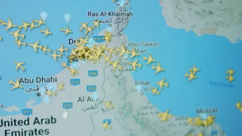 Live Flight Tracker Map on computer screen. Movement and location of passenger Stock Footage 272630177