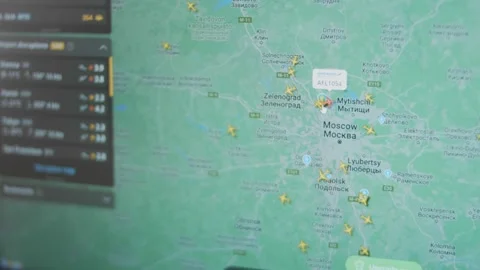Live Flight Tracker Map on computer screen. Movement and location of passenger Stock Footage 272636022