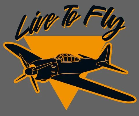 Live to fly art. world war II combart airplane with triangle background Illustrazione stock