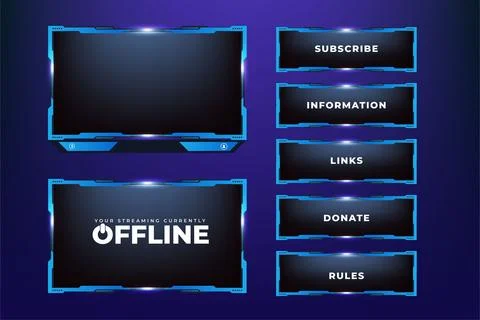 Live gaming overlay panel and border design vector. Modern streaming overla.. Stock Illustration