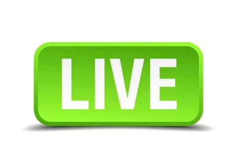 Live green 3d realistic square isolated button Illustrazione stock