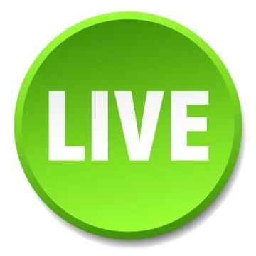 Live green round flat isolated push button Stock Illustration