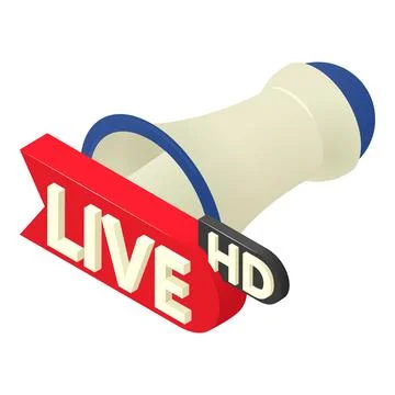Live hd icon isometric vector. Live hd inscription and outdoor loudspeaker icon Stock Illustration