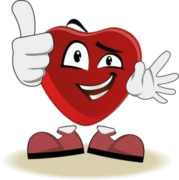 Live heart with face, arms and feet Stock Illustration