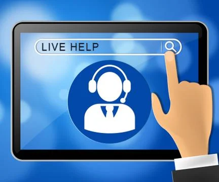 Live Help Tablet Representing Immediate Help 3d Illustration Stock Illustration