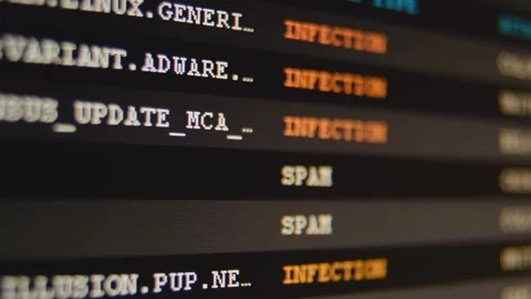 Live list of cyber attacks updating/ Camera shot computer screen Stock Footage 241254395