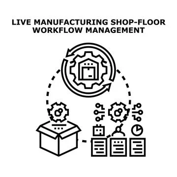 Live manufacturing shop floor workflow management system Stock Illustration