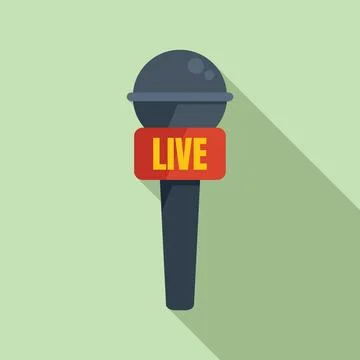 Live microphone icon flat vector. Camera press 库存插图