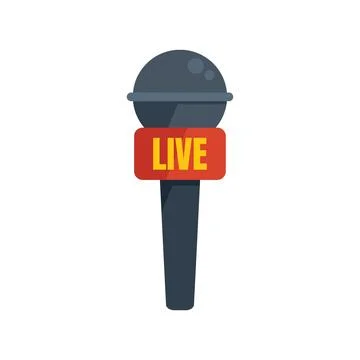 Live microphone icon flat vector. Camera press Illustrazione stock