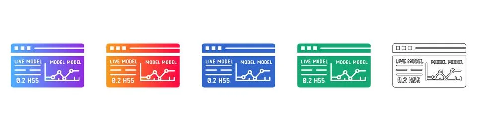 Live Model Performance Dashboard Icon Set イラスト素材