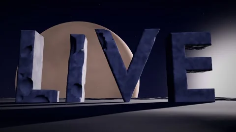 Live Monolithic Letters on a Barren Alien Plateau with a Planet Rising on the Stock Footage 342220895
