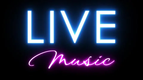 Live music neon animated text advertising neon cafe karaoke live music 4k Stock Footage 271069189