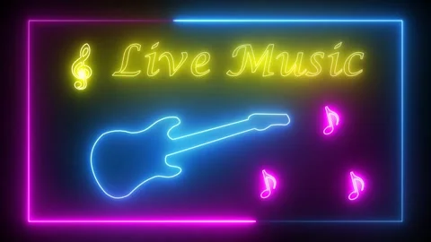 Live music neon light effect green screen background Stock Footage 274205035