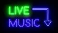 Live music neon sign lights logo text glowing multicolor 4K 4k or 4k+ Resolution