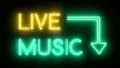 Live music neon sign lights logo text glowing multicolor 4K 4k or 4k+ Resolution