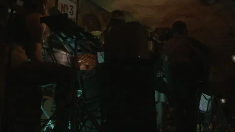 Live Music Performance on Stage in Dark Pub Stock Footage 343954367