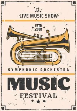 Live music show and festival, vector trumpet Stock Illustration
