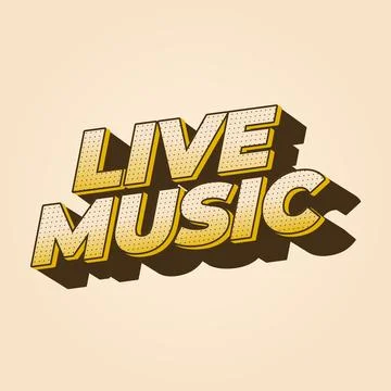 Live music. Text effect in 3D style for social media marketing ads Stock Illustration