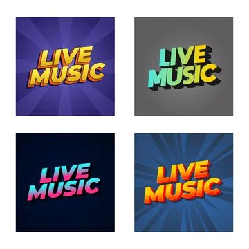 Live music. Text effect in 3D style for social media marketing ads Stock Illustration