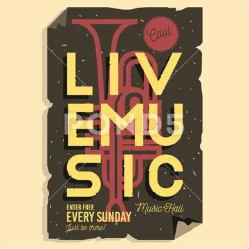 Live Music Typographic Promotion Information Poster Layout Desig Stock Illustration