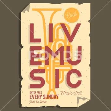 Live Music Typographic Promotion Information Poster Layout Desig Stock Illustration