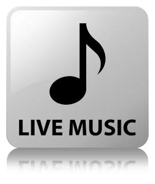 Live music white square button Stock Illustration