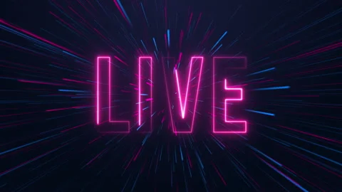 Live - neon text with neon lines animation. Stock Footage 219404884