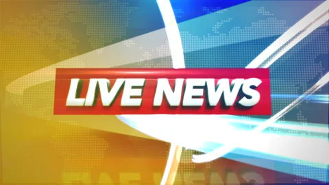 Live News with circles and map elements in news studio Stock Footage 217651237