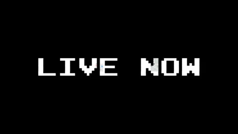 Live Now text animation with a glitch effect. Cyberpunk text with an old TV.. Stock Footage 267166989