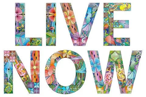 Live now. Vector decorative zentangle object Ilustración de archivo
