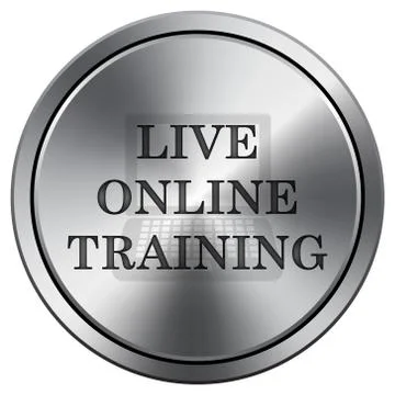 Live online training icon. Internet button on white background. Metallic roun Stock Illustration
