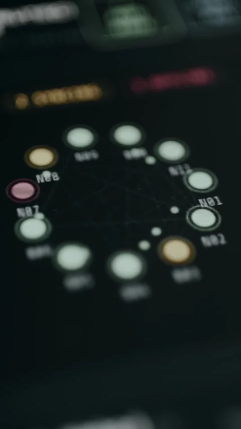 Live P2P network topology displaying data flow across distributed nodes Vídeo Stock 331570016