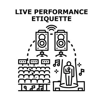 Live performance audience and speaker etiquette concept Stock Illustration