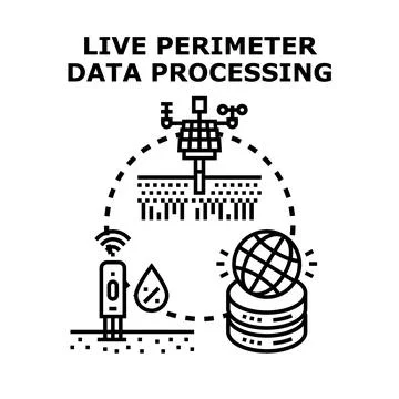 Live perimeter data processing collecting environmental insights 스톡 일러스트