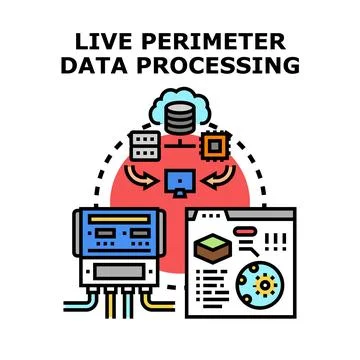 Live perimeter data processing system concept Stock Illustration