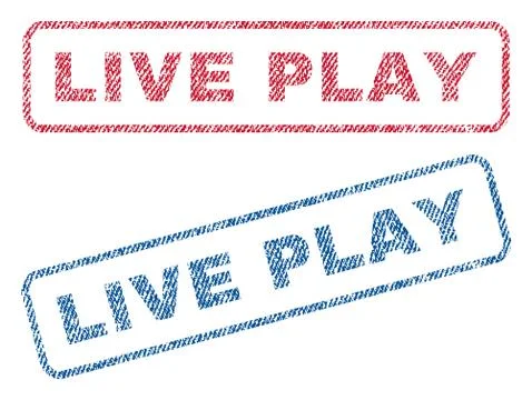 Live Play Text Textile Seal Stamp Watermarks 스톡 일러스트