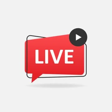 Live red button icon emblem. Vector EPS 10 Stock Illustration