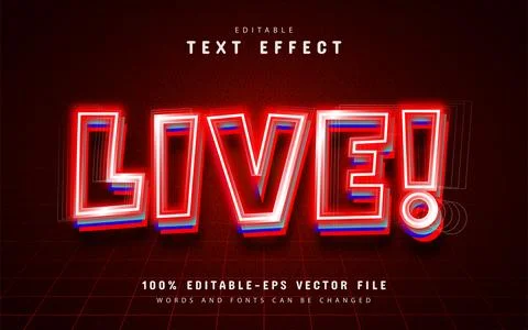 Live red neon text effect editable Stock Illustration
