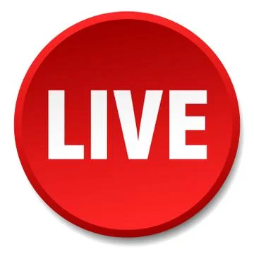 Live red round flat isolated push button Stock Illustration