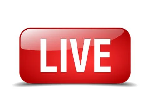 Live red square 3d realistic isolated web button Illustrazione stock